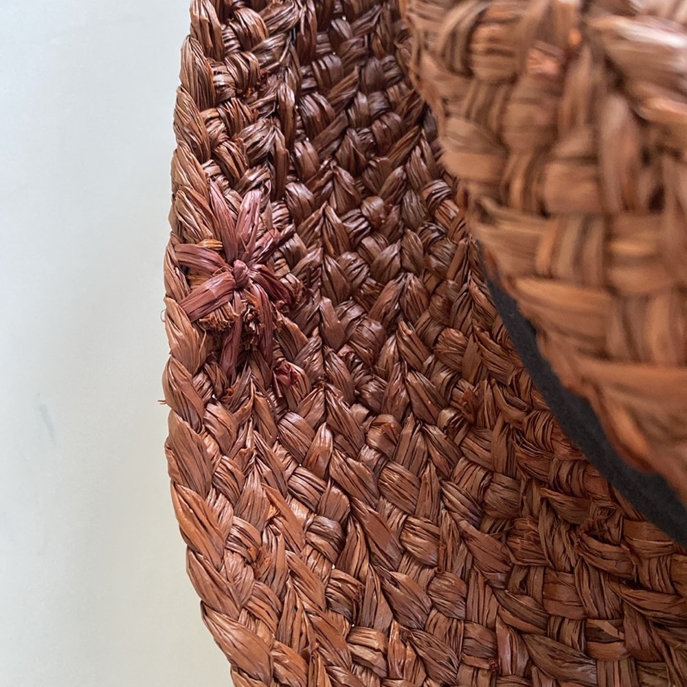 Helen Kaminski Brown Straw Boater Hat with Black Band - Picture 3 of 9